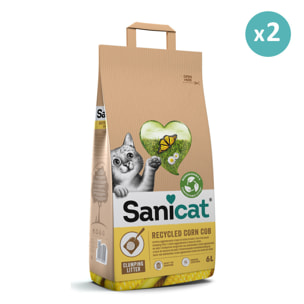 Litiere Sanicat agglomérante à base de rafle de maïs - 2 x 6L