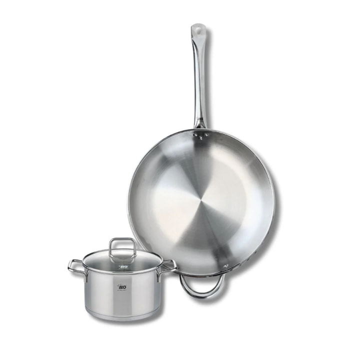 Ensemble de 1 Poêle de cuisson 32 cm et 1 faitout 16 cm Elo Profi Citrin