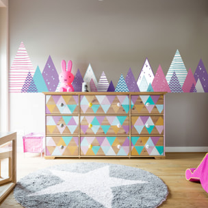 Stickers muraux enfants - Décoration chambre bébé - Autocollant Sticker mural géant enfant montagnes scandinaves MALIKA