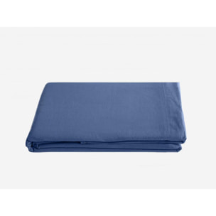 Drap plat Palace pur coton teint lavé, 63 fils/cm² Vent du sud - Palace Indigo