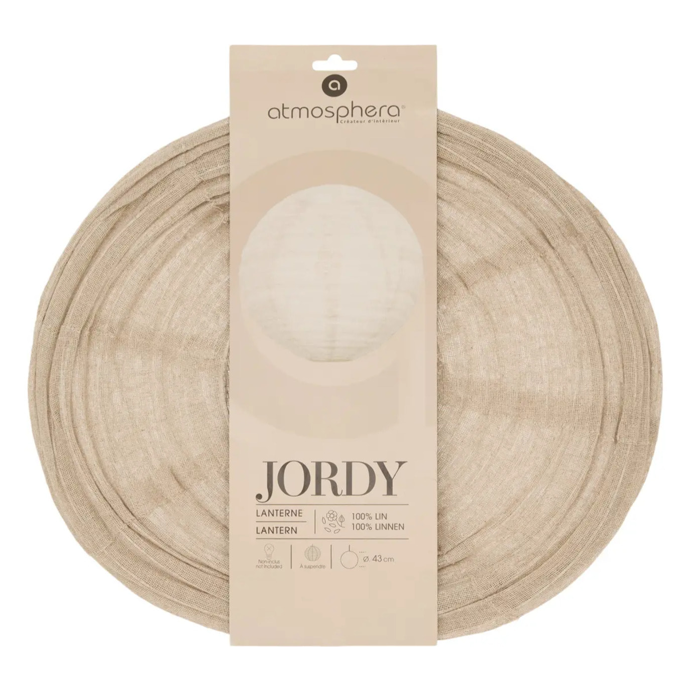 Lanterne boule Jordy en lin D.43cm beige