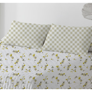 COLCHA SUAVE REVERSIBLE DN FLORES AMARILLO