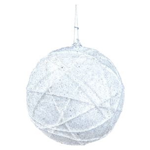 Sfera Glitter - Pezzi 6 - Colore Bianco - 12x12Hx12cm - Bianchi Dino