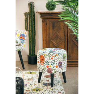 Pouf contenitore Excelsa Calavera in velluto e legno 38x38x45 cm multicolore