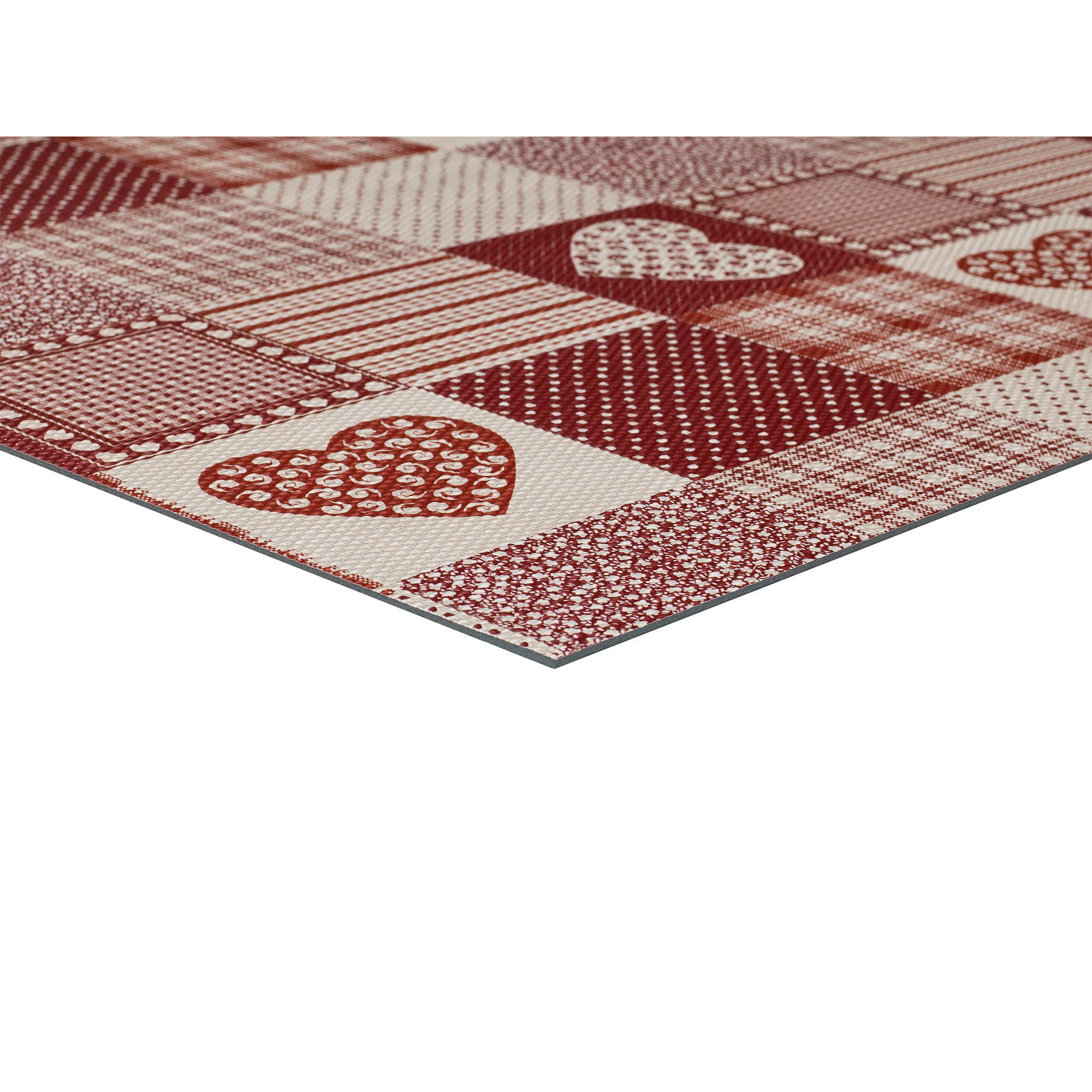 SALLY Alfombra vinílica de cocina patchwork en rojo, varias medidas disponibles.