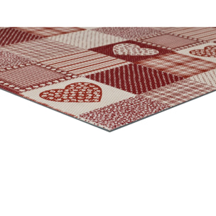 SALLY Alfombra vinílica de cocina patchwork en rojo, varias medidas disponibles.
