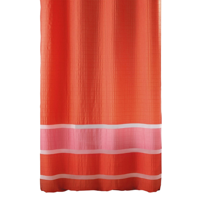 Voilage satiné rayures horizontales - Orange corail