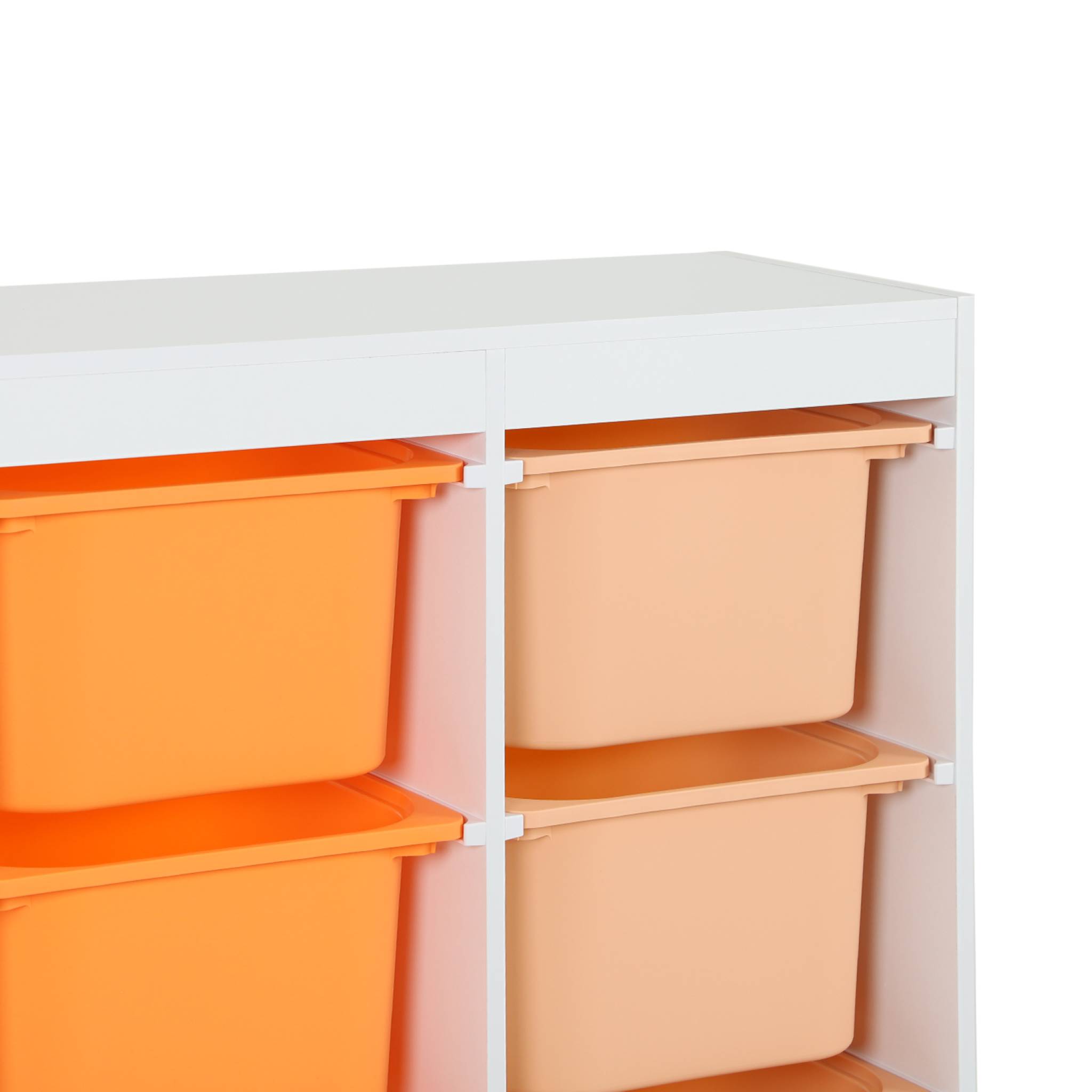 Meuble de rangement enfant 6 bacs de rangement en plastique orange pêche - Sora
