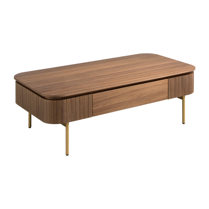 Mesa centro Angel Cerda chapada en nogal 120x60x37cm