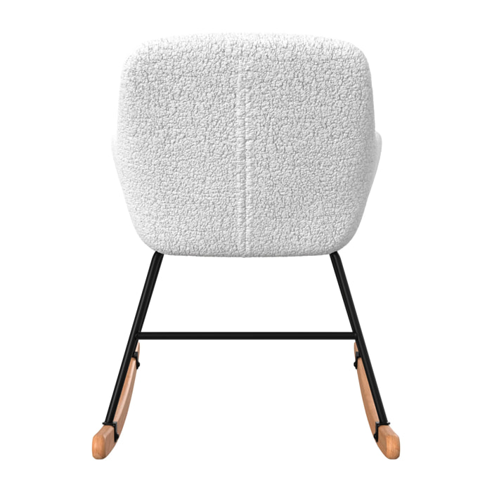 Rocking-chair en tissu bouclé blanc - Isola