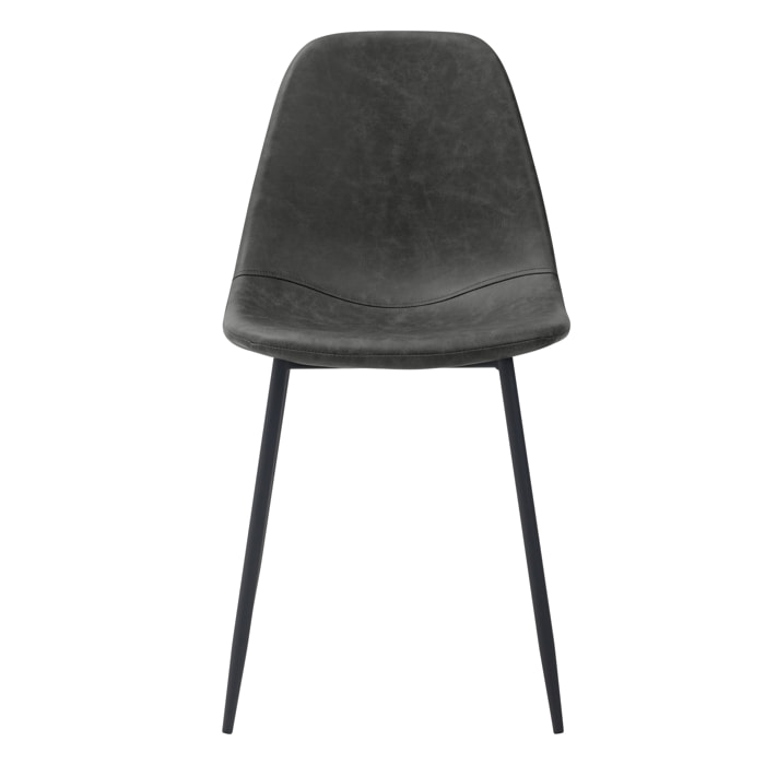 Lot de 2 chaises en cuir synthétique gris/noir - Henrik
