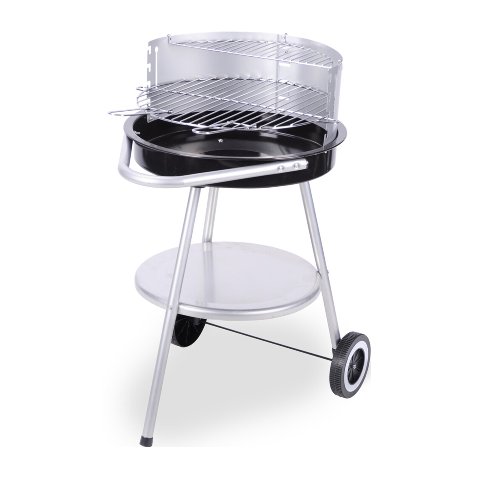 Barbacoa hibachi media redonda de 18 pulgadas: parrilla cromada, altura ajustable y cuenco de fuego esmaltado,