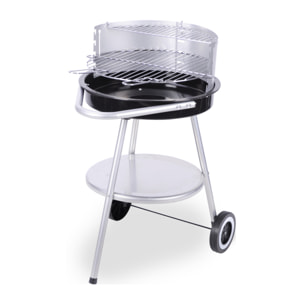Barbacoa hibachi media redonda de 18 pulgadas: parrilla cromada, altura ajustable y cuenco de fuego esmaltado,