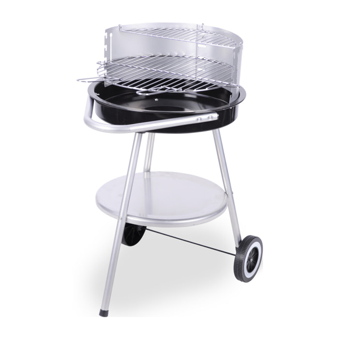 Barbacoa hibachi media redonda de 18 pulgadas: parrilla cromada, altura ajustable y cuenco de fuego esmaltado,