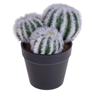 Cactus X 3 Con Vaso. Altezza 12 Cm - Pezzi 6 - 9X12X9cm - Colore: Verde - Bianchi Dino - Piante Artificiali