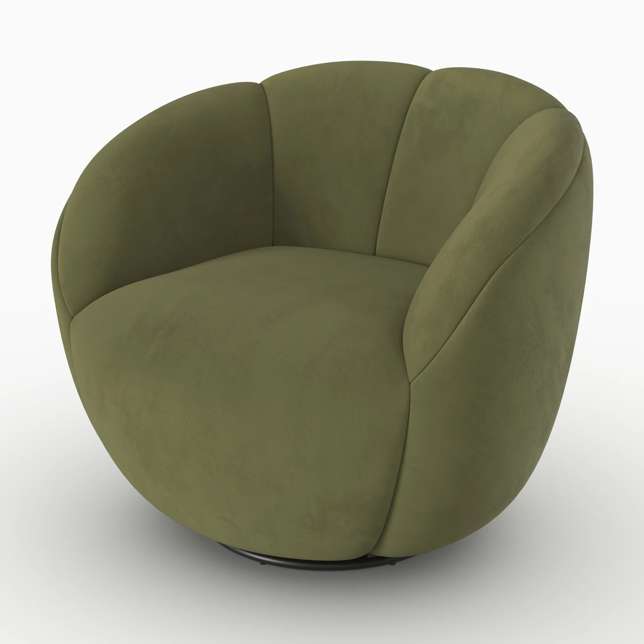 Fauteuil pivotant en velours vert olive foncé - Ysé