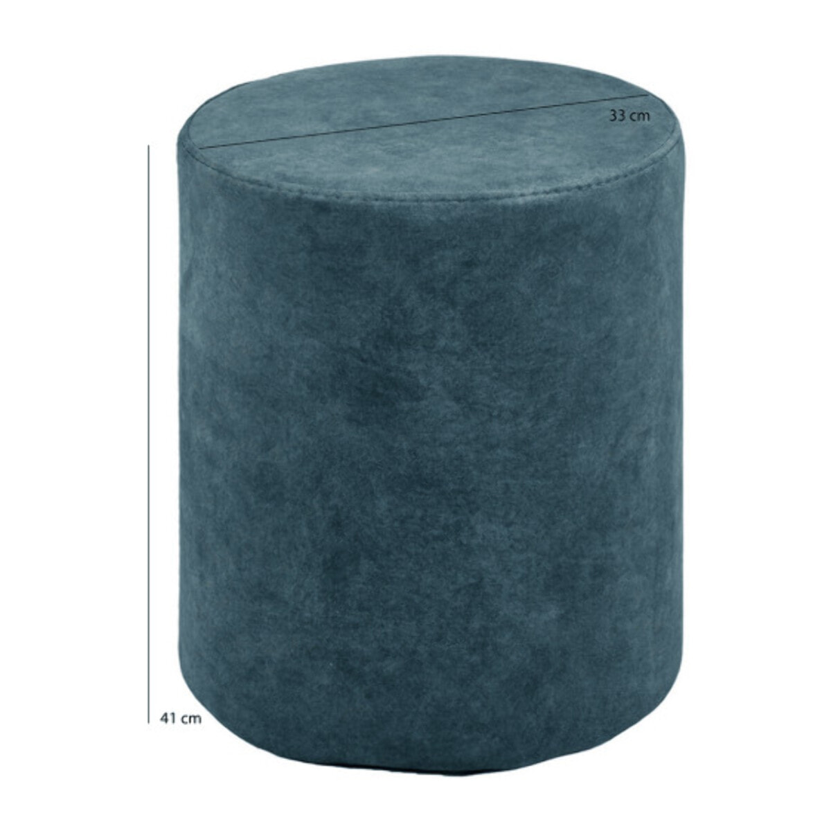 Pouf et repose pied 41 cm cylindrique en tissu - bleu pétrole - AURORA