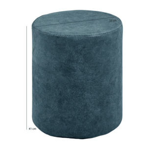Pouf et repose pied 41 cm cylindrique en tissu - bleu pétrole - AURORA