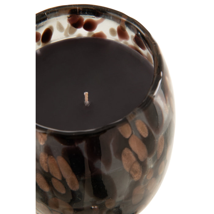 J-Line bougie parfumée Mia - Leather & Leaves - verre - noir/mix - small - 90H