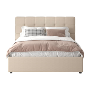LYANNA Lit avec coffre de rangement 140x190cm velours beige