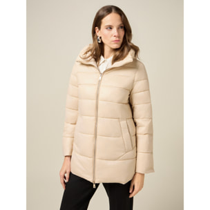 Oltre - Plumífero midi con capucha - Beige