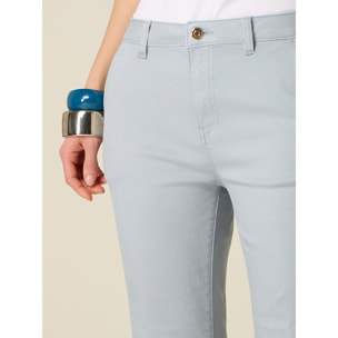 Oltre - Pantaloni cropped in drill misto cotone - Azzurro