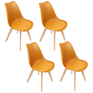 Chaise Scandinave Coque Rembourree Jaune - Lot De 4