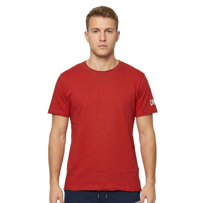 Maglietta uomo maniche corte in slub piccolo logo