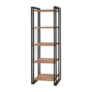 Libreria Dpig, Scaffale da ufficio, Mobile portalibri, Biblioteca, 60x35h180 cm, Quercia e Nero