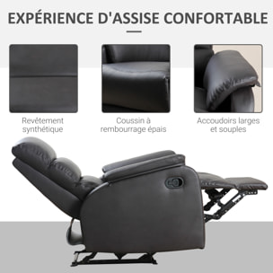 Fauteuil de relaxation inclinable avec repose-pied ajustable revêtement synthétique brun foncé