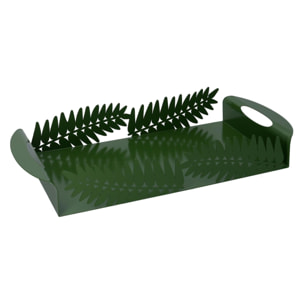 Vassoio in metallo foglia d'alloro verde scuro rettangolare cm41x20h6,5