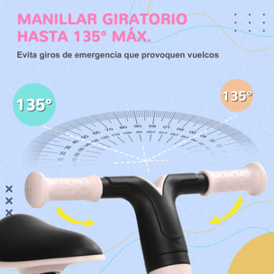 Bicicleta sin Pedales para Niños de +18 Meses Triciclo Infantil para Bebé con Sillín Ajustable en 30-36,5 cm Ruedas de Ø19 cm Carga 25 kg 66,5x34x46,5 cm Rosa