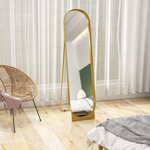 Miroir sur pied design métal doré dim. 40 x 160 cm autoportant ou à adosser
