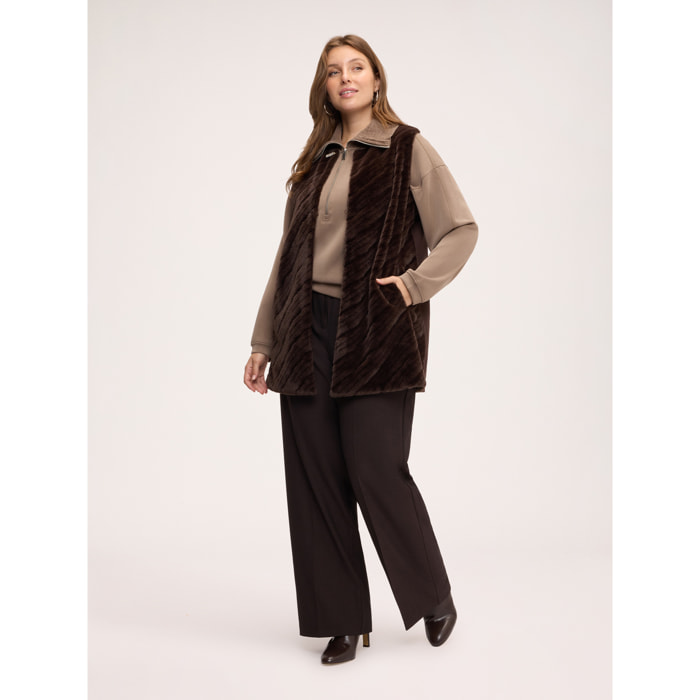 Fiorella Rubino - Gilet lungo in peluches - Marrone