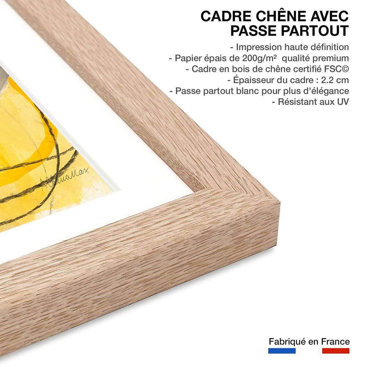 Poster yellow signal Affiche sous cadre bois