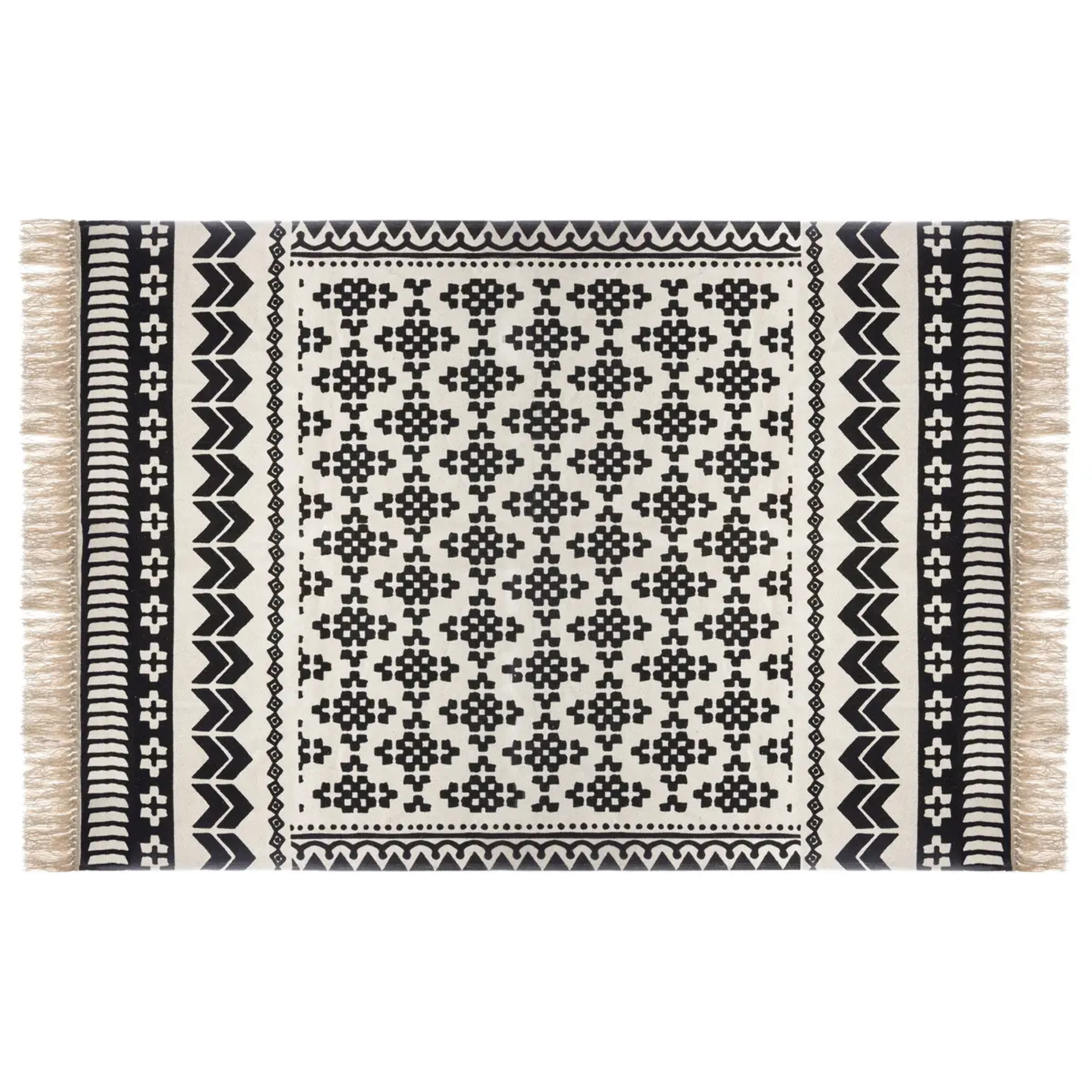 Tapis "Delhi" coton noir et blanc 120x170cm