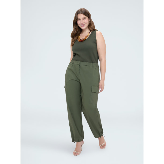 Fiorella Rubino - Pantaloni cargo in cotone - Verde militare