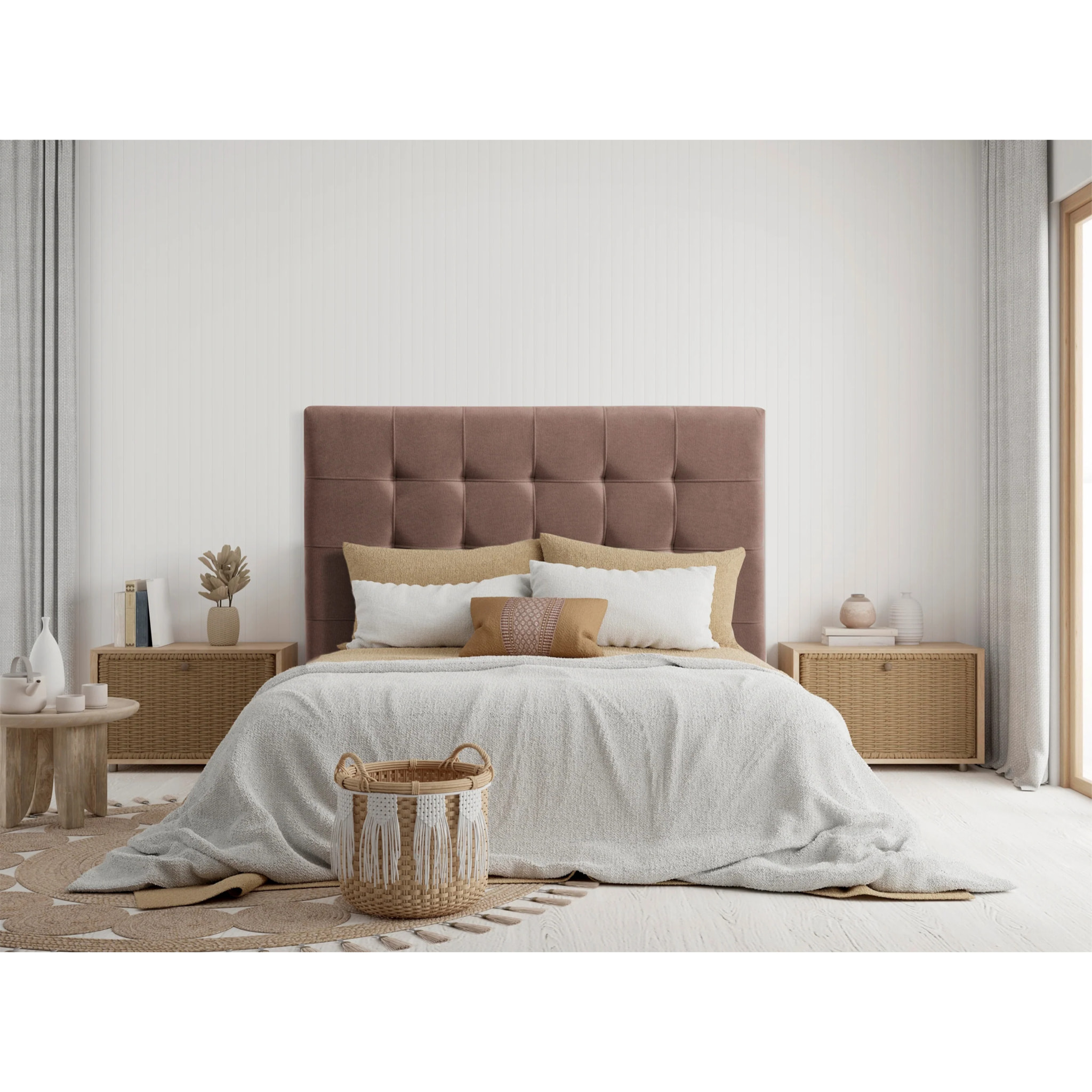 Cabecero de madera tapizado en tela para cama de 90 107x132