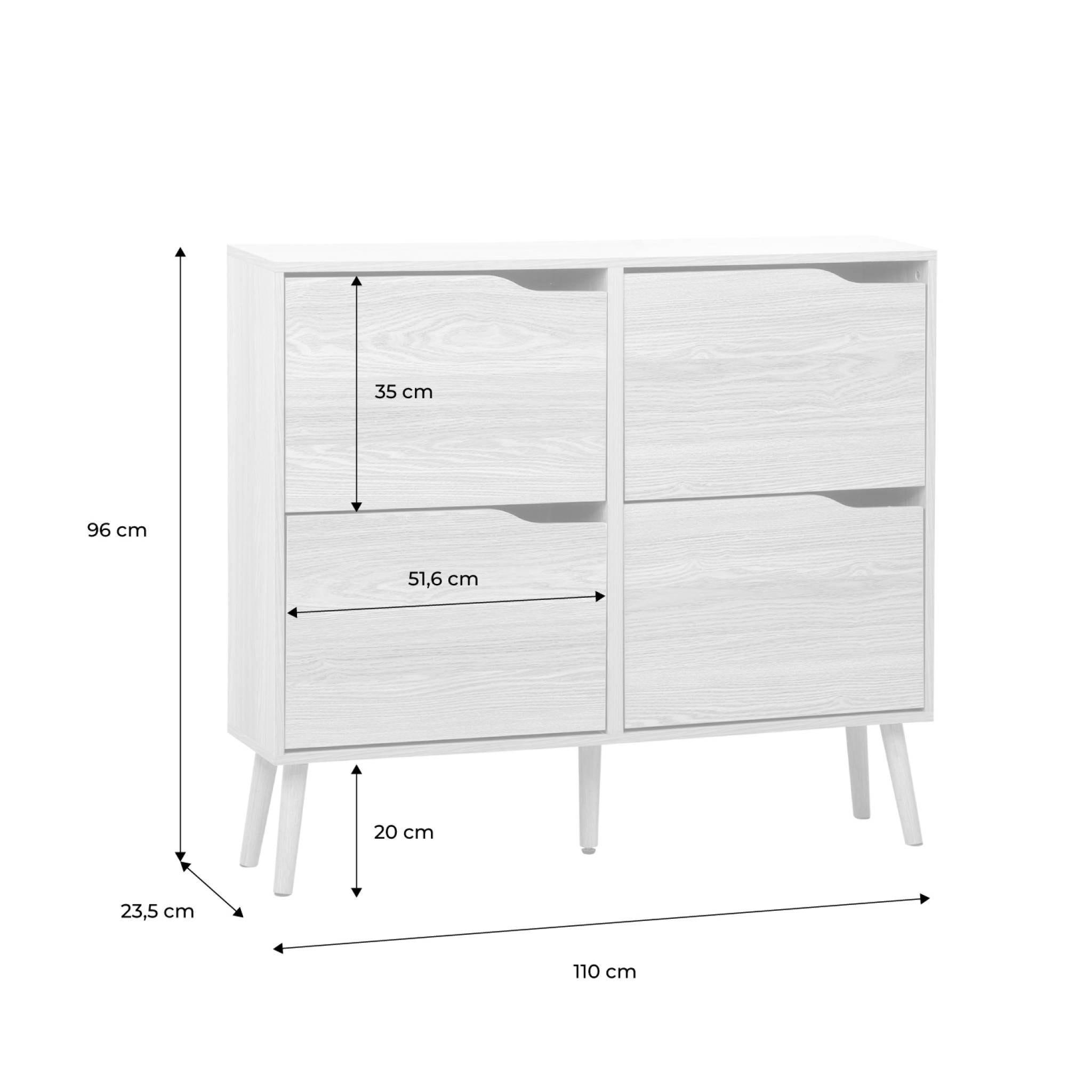Meuble à chaussures décor bois 4 abattants NEPAL