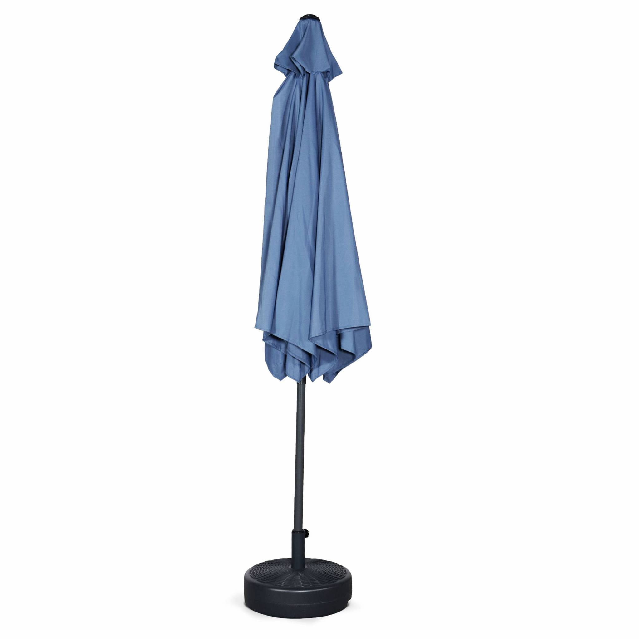 Parasol droit rond Ø300cm - Touquet Bleu grisé - mât central en aluminium orientable et manivelle d'ouverture