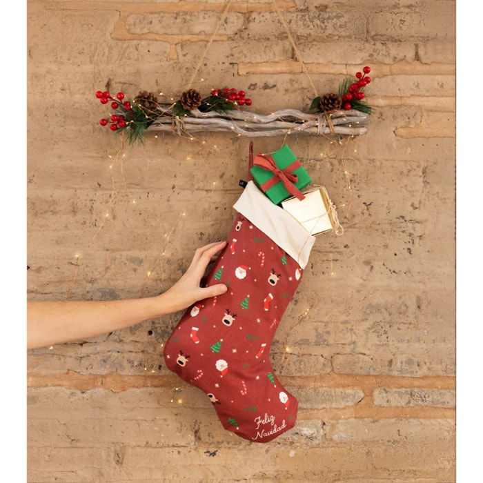 Calcetín grande regalos "Feliz Navidad"