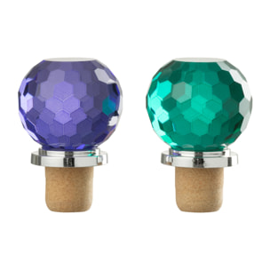 J-Line décoration bouchon de bouteille Bal - verre - mix - 2 pièces