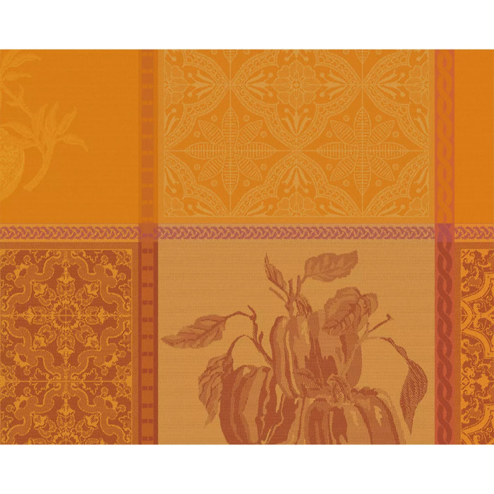 Set pur coton motif jacquard jaune orange Mille tutti frutti ocre