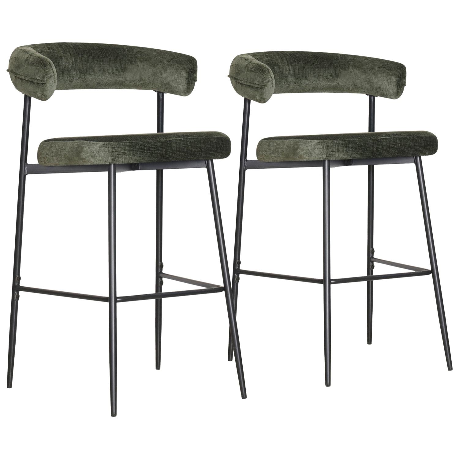 Lot de 2 tabourets de bar en tissu vert THEA
