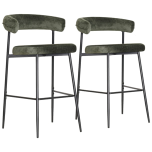 Lot de 2 tabourets de bar en tissu vert THEA