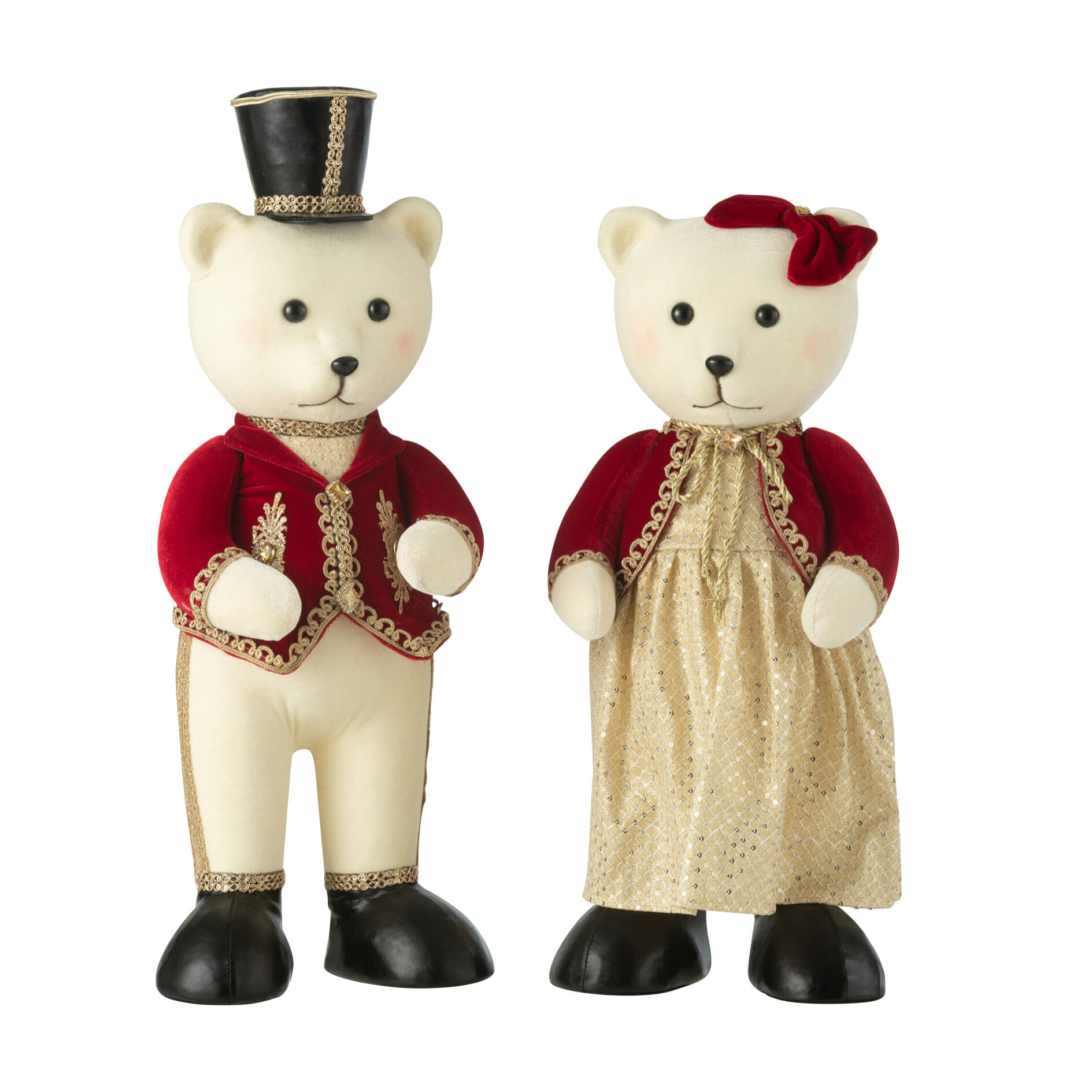 J-Line figurine Ours Debout Garçon/Fille - textile - rouge/or - 2 pcs