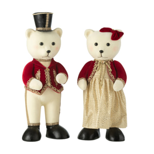 J-Line figurine Ours Debout Garçon/Fille - textile - rouge/or - 2 pcs