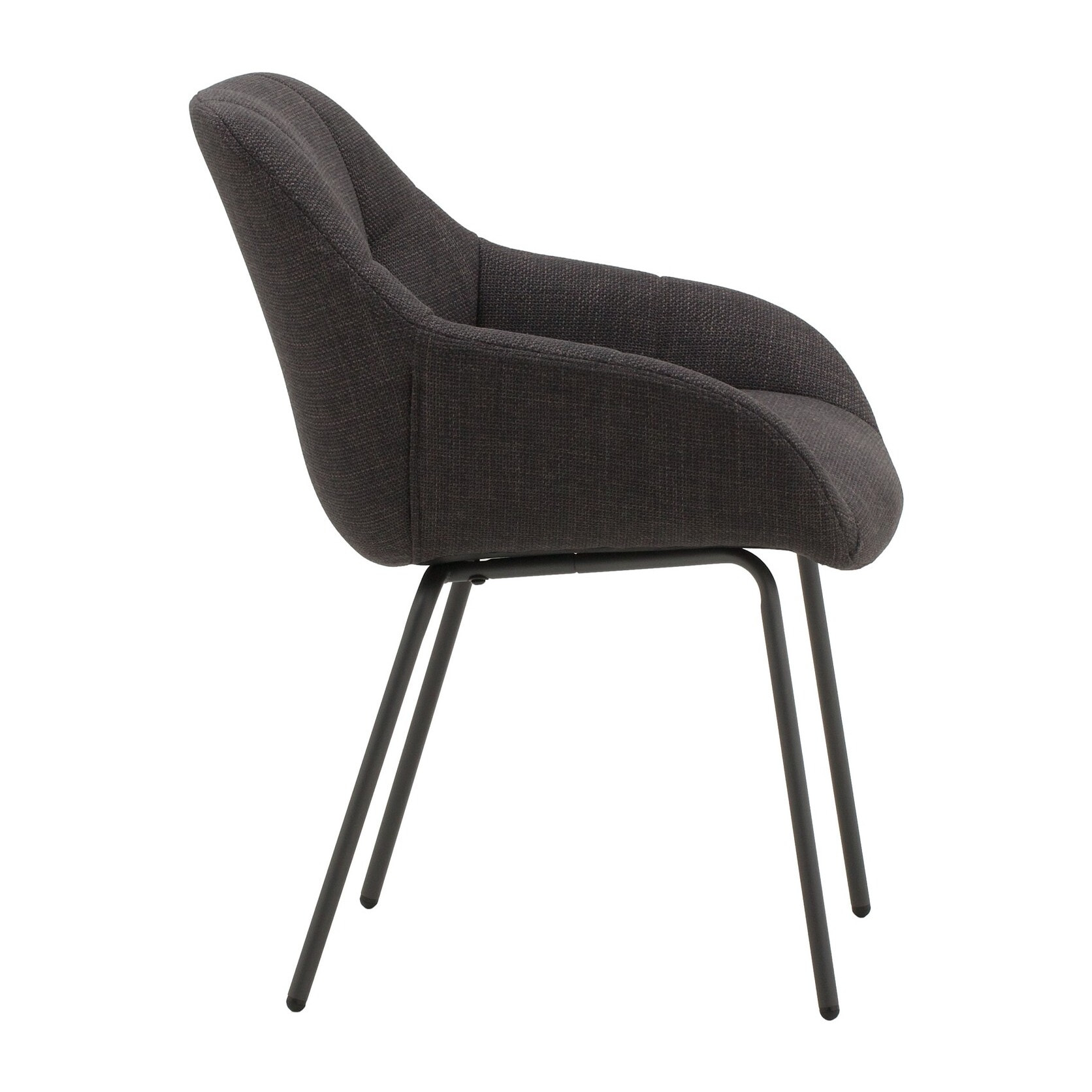Set di 2 poltroncine SMICHOV in tessuto grigio scuro e gambe in metallo nero, con braccioli