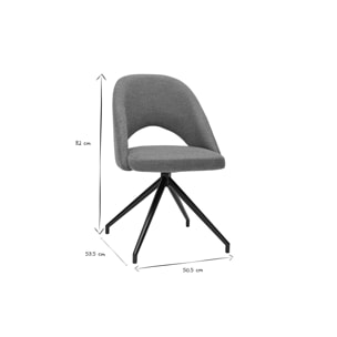 Chaise pivotante 360° en tissu effet velours texturé terre brûlée et métal noir COSETTE