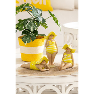 J-Line cache-pot Cordes Rayure - papier - jaune/vert - extra large - 2 pièces - Ø 21.5 cm